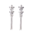 Luxury Gold Alloy Flower Tassel Drop Earrings With Rhinestone Inlay, Elegant Statement Fashion Earrings view 5