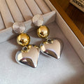Chic Alloy Heart Drop Earrings With Silver Needle Round Stud Design For Women view 4