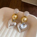 Chic Alloy Heart Drop Earrings With Silver Needle Round Stud Design For Women view 2