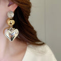 Chic Alloy Heart Drop Earrings With Silver Needle Round Stud Design For Women view 3