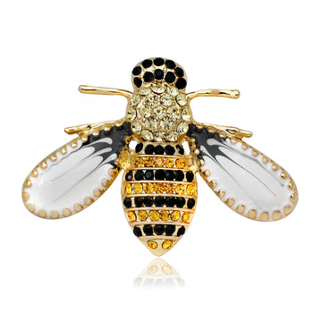 Gold Tone Silver Tone Bee Crystal Metal Brooch Pin