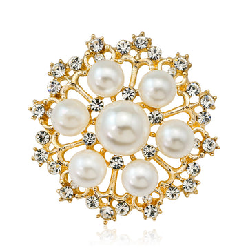 Gold Tone Silver Tone Horse Pearl Look Metal Brooch Pin