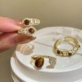 Maillard Zircon Tiger Eye Open Ring For Women view 2