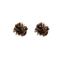 Vintage Wrinkled Fabric Camellia Flower Studs Maillard Leopard Print Luxury Fashion Earrings view 5