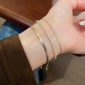 Light Luxury Copper Zircon Geometric Snake Chain Bangle For Women view 1