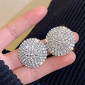 Alloy Round Rhinestone Stud Earrings For Women, European Style Sparkling Geometric Jewelry view 2