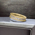Full Rhinestone Geometric Ring For Women With Bezel Edge, Sparkling French Style Daily Jewelry view 5