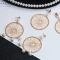 Pearl Look Fringe and Plain Webbed Round Hoop Earrings view 1