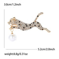 Alloy Rhinestone Leopard Brooch Pin With Pearl Drop Decoration view 5
