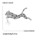 Alloy Rhinestone Leopard Brooch Pin With Pearl Drop Decoration view 6