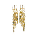 Elegant Gold Alloy Wheat Leaf Long Tassel Drop Earrings For Women Light Luxury Fashion Statement Earrings view 5