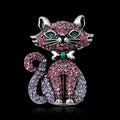 Pink Silver Tone Cat Metal Brooch Pin for Jackets and Lapels view 2