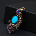 Aqua Gold Tone Peacock Metal Brooch Pin for Jackets and Lapels view 5