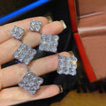 Micro Pave Geometric Drop Earrings For Women, Elegant Light Luxury Fashion Jewelry view 3