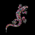 Pink Silver Tone Gecko Metal Brooch Pin for Jackets and Lapels view 2