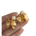 French Vintage Freshwater Pearl Flower Stud Earrings For Women Elegant Light Luxury Floral Jewelry view 5