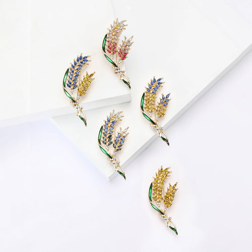 Alloy Double Wheat Brooch Pin For Women Sweaters Suits
