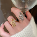 Gold Plated Zircon Snake Open Ring With Fashion Design For Women view 1