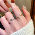 Gold Plated Zircon Snake Open Ring With Fashion Design For Women view 3