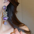Vintage Style Rhinestone Cat Alloy Drop Earrings, Light Luxury Animal Design Jewelry view 3