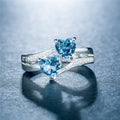 Double Heart Split-Shank Ring In Seven Stone Colors view 3