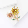 Alloy Enamel Double Sunflower Brooch For Women's Clothing Accessories view 3