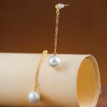 Elegant Korean Long Chain Tassel Faux Pearl Drop Stud Earrings For Women Luxury Gold Alloy Dangle Earrings view 3