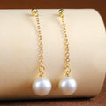 Elegant Korean Long Chain Tassel Faux Pearl Drop Stud Earrings For Women Luxury Gold Alloy Dangle Earrings view 4