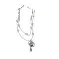 French Light Luxury Rhinestone Saturn Teardrop Faux Pearl Sweater Necklace view 5