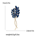 Alloy Crossed Wheat Brooch Pin For Women's Suits And Dresses – Navy Blue view 6