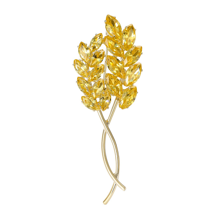 Alloy Crossed Wheat Brooch Pin For Women's Suits And Dresses – Navy Blue