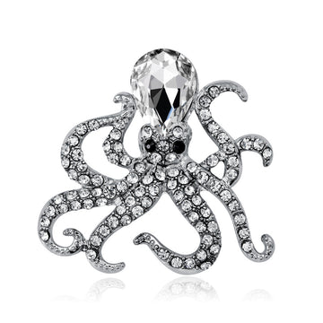 Silver Tone Octopus Three Designs Metal Brooch Pin
