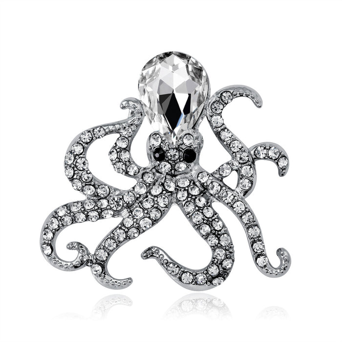Silver Tone Octopus Three Designs Metal Brooch Pin
