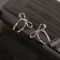 Elegant Korean Style Gold Tone Alloy Smooth Bow Knot Stud Earrings view 3