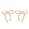 Elegant Korean Style Gold Tone Alloy Smooth Bow Knot Stud Earrings view 5