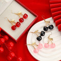 Korean Sweet Cherry Fruit Alloy Hook Drop Earrings, Elegant Light Luxury Acrylic Cherry Earrings view 1