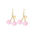 Korean Sweet Cherry Fruit Alloy Hook Drop Earrings, Elegant Light Luxury Acrylic Cherry Earrings view 5