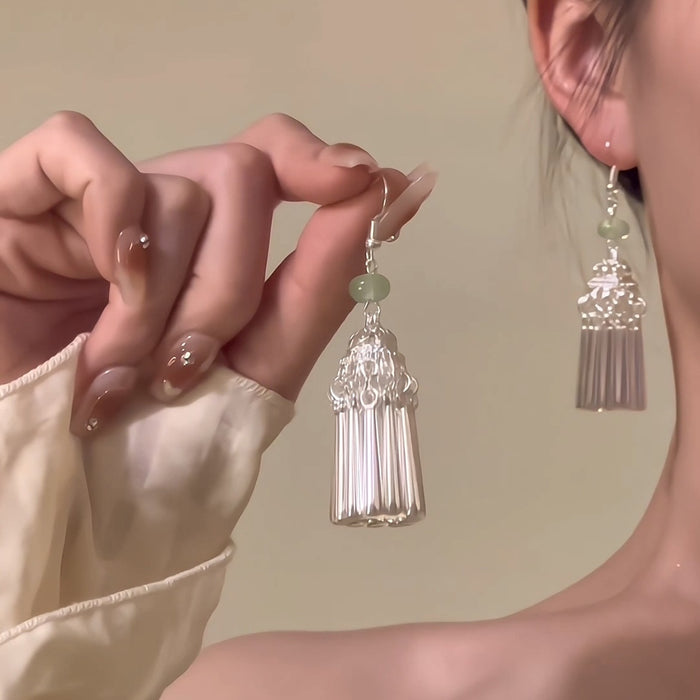 New Chinese Style Alloy Geometric Tassel Drop Earrings Elegant Ethnic Light Luxury Jewelry
