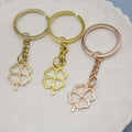 Zinc Alloy Simple Four Leaf Clover Keychain Bag Charm Gift view 3