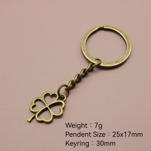 Zinc Alloy Simple Four Leaf Clover Keychain Bag Charm Gift
