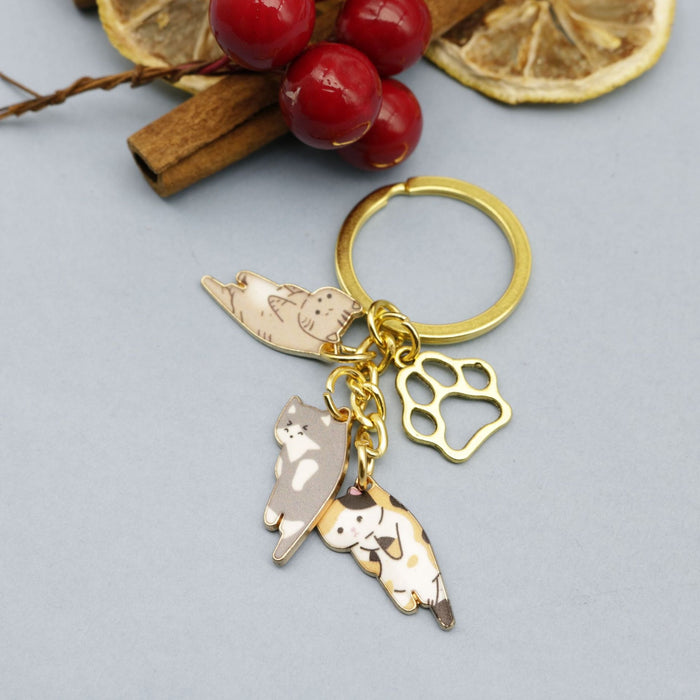 Metal Cat Paw Keychain Animal Souvenir