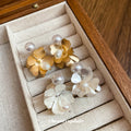 Vintage Flower Freshwater Pearl Stud Earrings With Silver Pins For Women Light Luxury Elegant Style view 2