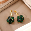 Vintage French Luxury Green Crystal Rhinestone Ball Drop Hoop Earrings For Women Elegant Alloy Earrings view 4