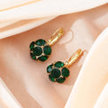 Vintage French Luxury Green Crystal Rhinestone Ball Drop Hoop Earrings For Women Elegant Alloy Earrings view 3