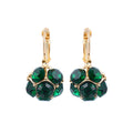 Vintage French Luxury Green Crystal Rhinestone Ball Drop Hoop Earrings For Women Elegant Alloy Earrings view 5