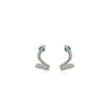 Luxury Rhinestone Zircon Snake Shaped Silver Needle Studs With Green Crystal Eyes For Women Earrings view 5