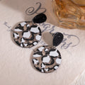 Style Leopard Print Round Acrylic Drop Dangle Earrings For Women, Elegant Brown Statement Earrings view 4