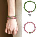 Sweet Copper Bangle With Round Zircon And Strawberry Quartz Crystal Beads view 3