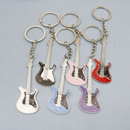 Metal Guitar Keychain Bag Charm – Black