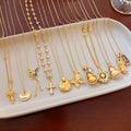 New Chinese Style Copper Zircon Cylinder Bodhisattva Pendant Necklace For Women – Gold view 3